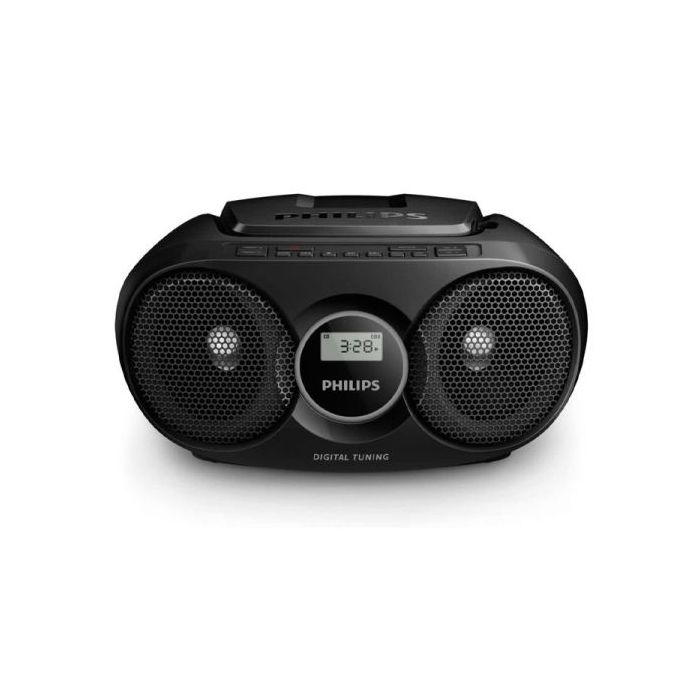 Philips Radio CD - Altavoces Integrados - Refuerzo Dinamico de Graves - Sintonizacion Automatica - Jack 3.5mm - 252x232x124mm - Color Negro