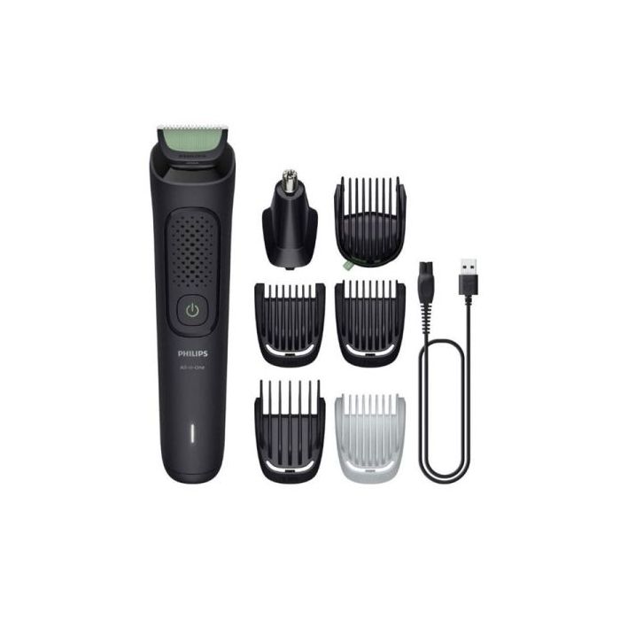 Philips Recortadora 7 en 1 Inalambrica - Mantenimiento sin Aceite - Cuchillas Autoafilables - Incluye Accesorios - Recargable - Acero Inoxidable - Incluye Peines Guia - Color Negro y Verde