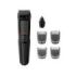 Philips Serie 3000 Recortadora de Barba Inalambrica - Incluye Accesorios - Recargable - Cuchillas Autoafilables de Acero - Incluye Peines Guia - Ergonomico - Color Negro