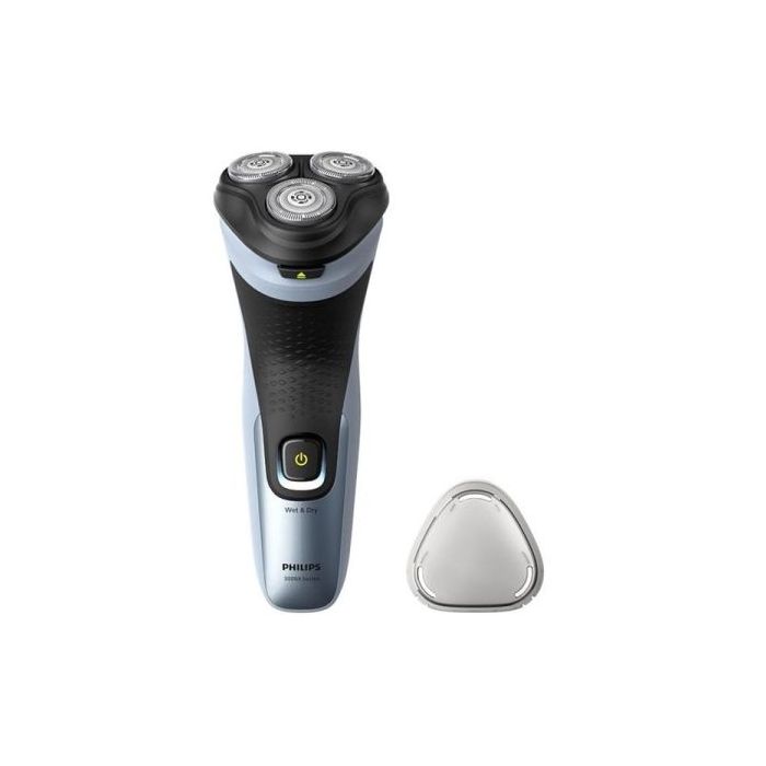 Philips Serie 3000X Afeitadora Inalambrica - Autonomia hasta 45min - Cuchillas Autoafilables - IPX7 - Tapa Protectora - Recargable - Indicador de Bateria - Antideslizante - Color Negro y Azul