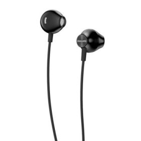 Philips TAUE100 Auriculares In‑Ear con Cable - Sonido de Graves Mejorado - Controladores 14.2mm con Iman de Neodimio - Frecuencia 20Hz‑20kHz - Sensibilidad 106dB - Conector Jack 3.5mm - Cable 1.2m - Color Negro