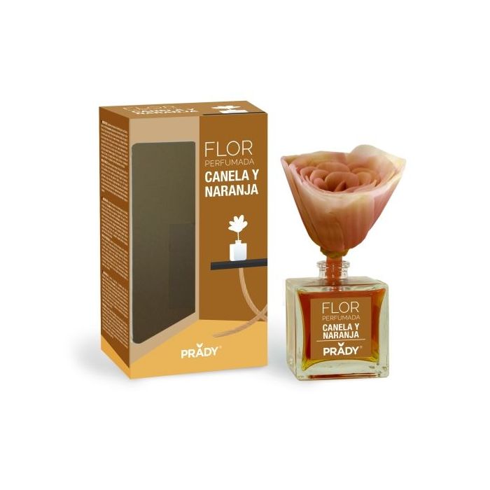 Prady Ambientador Flor Perfumada Canela y Naranja - Frasco de Cristal 90ml