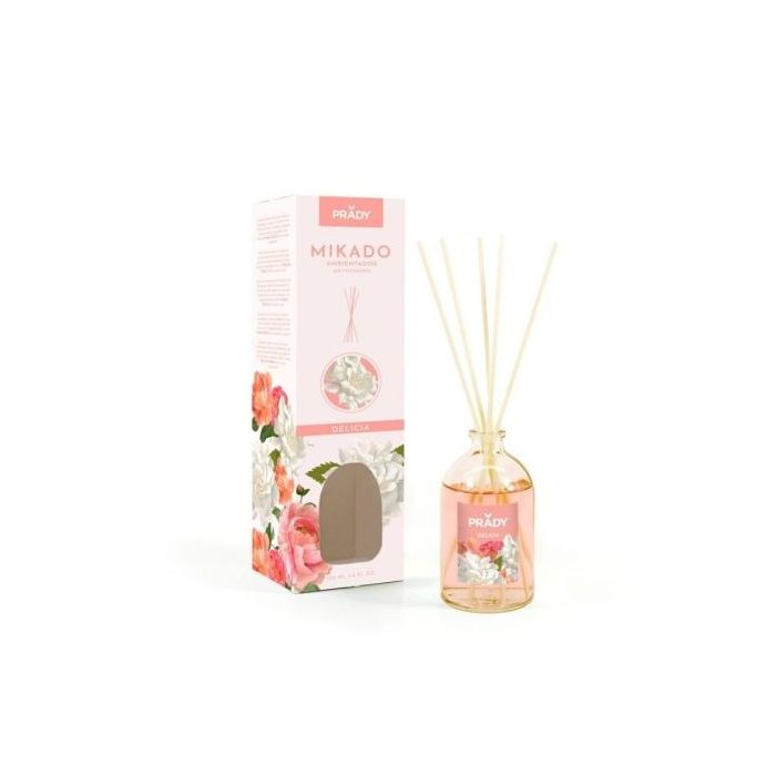 Prady Ambientador Mikado Delicia - Frasco de Cristal 100 ml y Varitas Difusoras