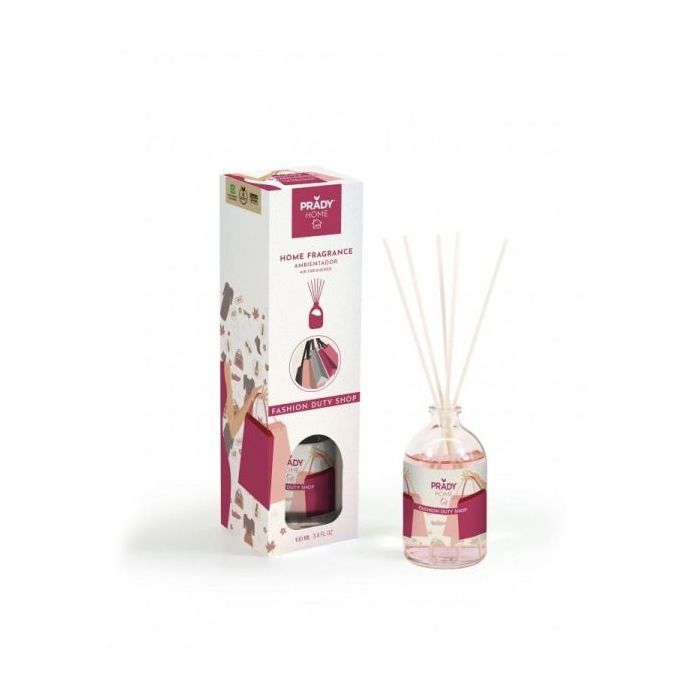 Prady Ambientador Mikado Fashion Duty Shop - Frasco de Cristal 100 ml y Varitas Difusoras