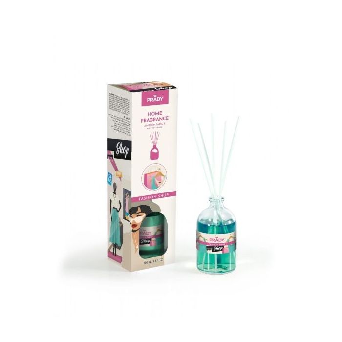 Prady Ambientador Mikado Fashion Shop - Frasco de Cristal 100 ml y Varitas Difusoras