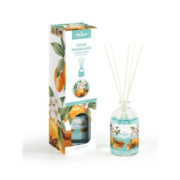 Prady Ambientador Mikado Karma - Frasco de Cristal 100 ml y Varitas Difusoras