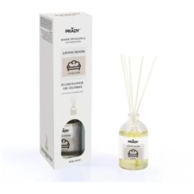 Prady Ambientador Mikado Neutralizador de Olores Para Comedor - Frasco de Cristal 100 ml y Varitas Difusoras
