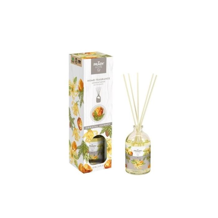 Prady Ambientador Mikado Oriental Journey - Frasco de Cristal 100 ml y Varitas Difusoras