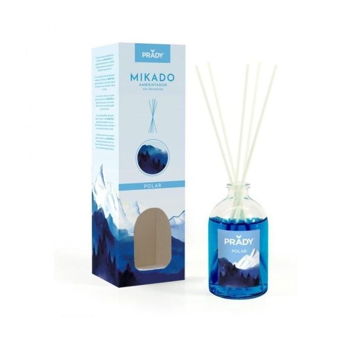 Prady Ambientador Mikado Polar - Frasco de Cristal 100 ml y Varitas Difusoras