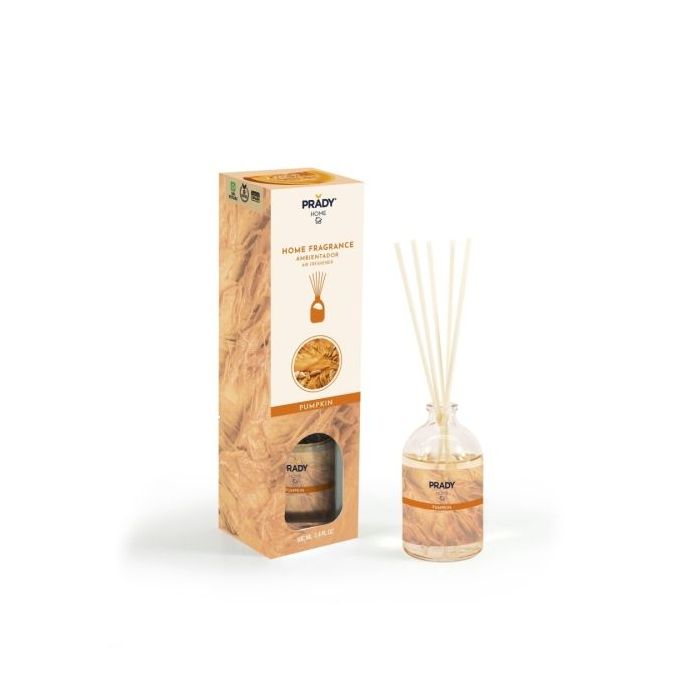 Prady Ambientador Mikado Pumpkin - Frasco de Cristal 100 ml y Varitas Difusoras