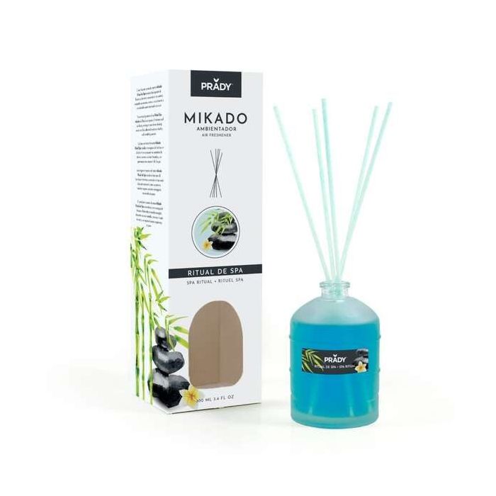 Prady Ambientador Mikado Ritual de SPA - Frasco de Cristal 100ml y Varitas Difusoras