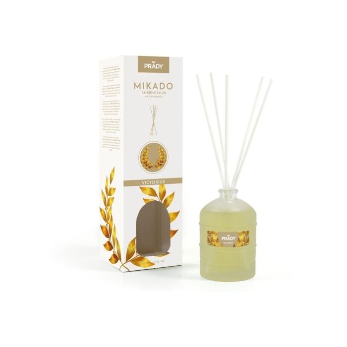 Prady Ambientador Mikado Victorius - Frasco de Cristal 100 ml y Varitas Difusoras