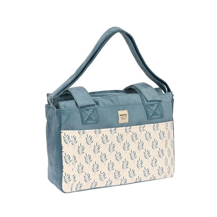 Safta Leaves Bolso de 17.94L - Adaptable al Carrito - Cierre de Velcro - Multiples Bolsillos - Compartimento con Cremallera - Bandolera Ajustable - Interior Forrado - 460x150x260mm - Color Azul