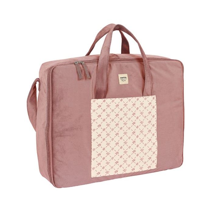 Safta Marsala Maleta de Bebe de 28L - Cremallera Doble - Interior Acolchado - Multiples Bolsillos - Bandolera Ajustable - Asas de Mano - 500x140x400mm - Color Rosa