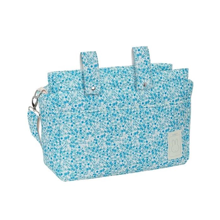 Safta Miffy Mum Garden Bolso de 17.94L - Adaptable al Carrito con Velcro - Bolsillos Frontales - Dos Bolsillos Traseros - Cremallera - Bandolera Ajustable - 460x150x260mm - Color Azul Claro