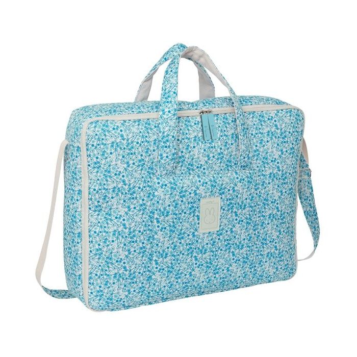 Safta Miffy Mum Garden Maleta de Bebe de 28L - Cremallera Doble - Bolsillo Frontal - Bolsillos Internos - Bandolera Ajustable - Asas Superiores para Transporte - 500x140x400mm - Color Azul Claro