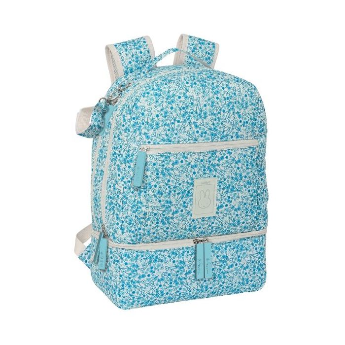 Safta Miffy Mum Garden Mochila para Carrito Bebe de 19.4L - Compartimento Principal Espacioso - Bolsillos Internos - Cremallera Doble - Bolsillos Isotermicos - 300x150x430mm - Color Azul Claro