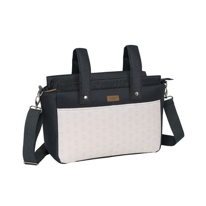 Safta Miffy Mum Moon Bolso de 17.94L - Adaptable a Carrito con Velcros - Multiples Bolsillos - Cremallera - Interior Forrado - Bandolera Ajustable - 460x150x260mm - Color Blanco y Negro