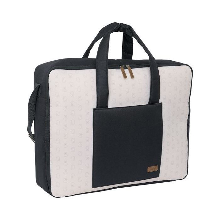 Safta Miffy Mum Moon Maleta de Bebe de 28L - Cremallera Doble - Bolsillo Frontal - Bolsillos Internos - Interior Acolchado - Bandolera Ajustable - Asas de Mano - 500x140x400mm - Color Blanco y Negro