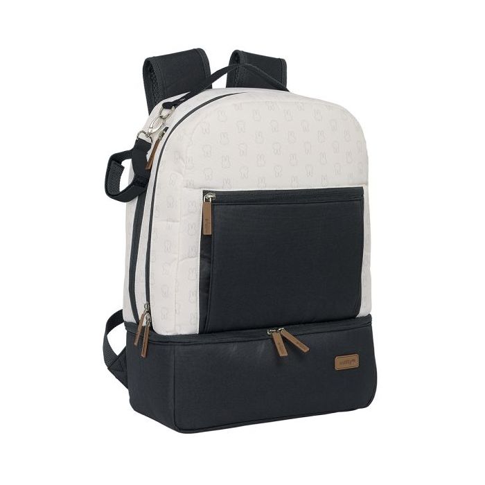 Safta Miffy Mum Moon Mochila para Carrito Bebe de 19.4L - Compartimento Amplio - Cremallera Doble - Bolsillo Frontal - Bolsillo Termo - Bolsillo Lateral - 300x150x430mm - Color Blanco y Negro