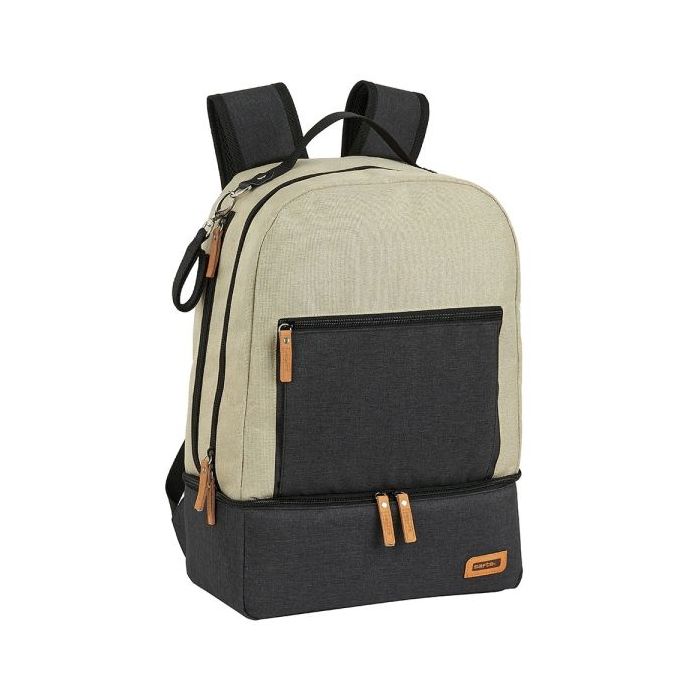 Safta Mochila Maternidad - Cremallera - Bolsillo Frontal - Bolsillo Termo Interior y Lateral - Soportes para Carrito - 19.4L - 300x150x430mm - Color Beige