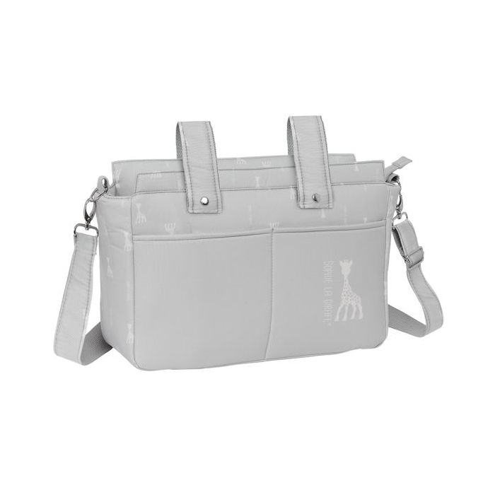 Safta Sophie la Girafe Mum Bolso de 17.94L - Adaptable al Carrito - Cremallera - Bolsillos Frontales - Organizador Interior - Bandolera Ajustable - 460x150x260mm - Color Gris Claro