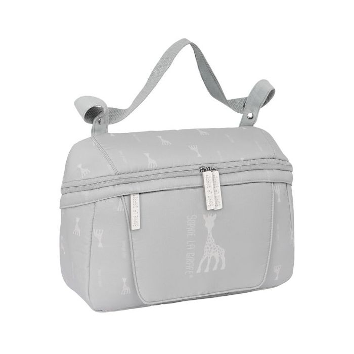Safta Sophie la Girafe Mum Bolso de 7.82L - Adaptable al Carrito - Cremallera - Bolsillo para Toallitas - Interior Forrado - Bolsillo Trasero - Bolsillo Frontal - 340x100x230mm - Color Gris Claro