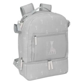 Safta Sophie la Girafe Mum Mochila para Carrito Bebe de 19.4L - Bolsillos Internos - Cremallera Doble Facil - Bolsillo Termo - Bolsillo Lateral - 300x150x430mm - Color Gris Claro