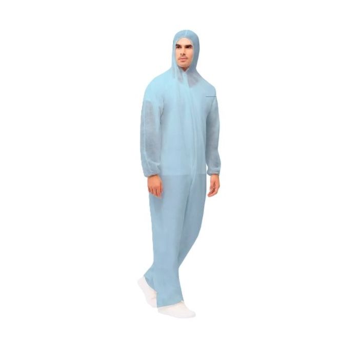 Santex Mono de Polipropileno con Capucha 40gr. Talla XL - Cremallera y Elasticos para Mejor Ajuste - Conforme (UE) 2016/425 - Color Azul