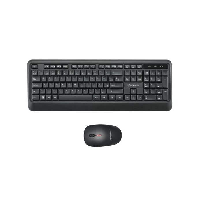 Unykach UK39 Pack de Teclado Inalambrico Compacto + Raton Inalambrico 1600dpi, 3 Botones, Uso Ambidiestro - Color Negro