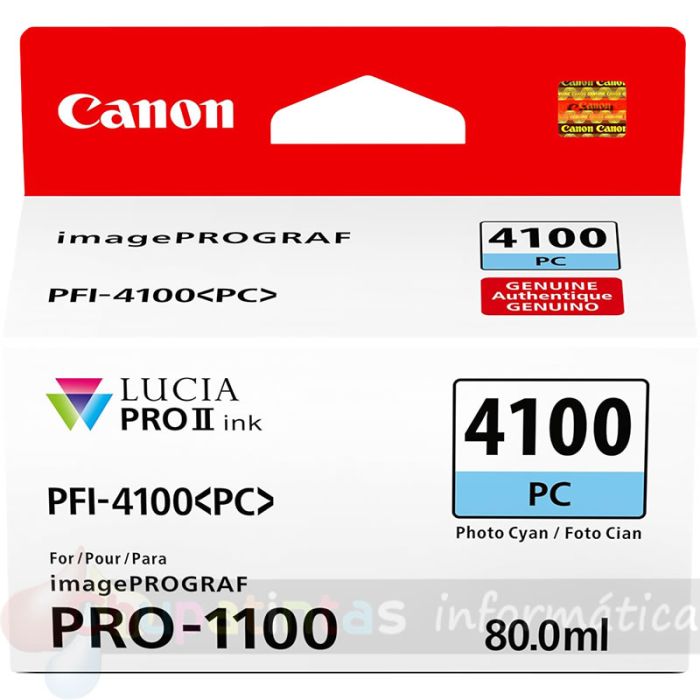 Canon PFI4100 Cian Fotográfico Cartucho de Tinta Original - PFI4100PC/6781C001