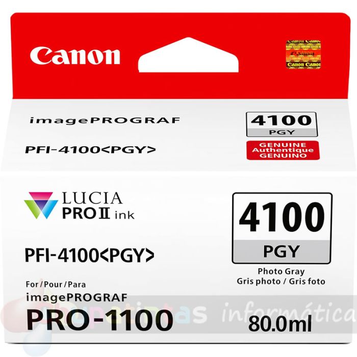 Canon PFI4100 Gris Fotográfico Cartucho de Tinta Original - PFI4100PGY/6784C001