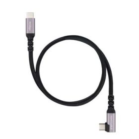 Nanocable Cable USB-C Macho Acodado 90º - Soporta hasta 100W - Longitud 0.5m - Velocidad de Transferencia hasta 10Gbps - Resolucion 4K - Algodon Trenzado - Color Negro