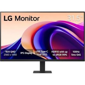 LG Monitor LED 31.5" IPS QHD HDR10 100Hz - Respuesta 5ms - Angulo de Vision 178º - 16:9 - HDMI, USB-C - VESA 100x100mm