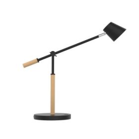Unilux Vicky Lampara LED de Escritorio - 3 Niveles de Intensidad - Puerto USB - Interruptor Tactil - Madera de Haya - Color Negro