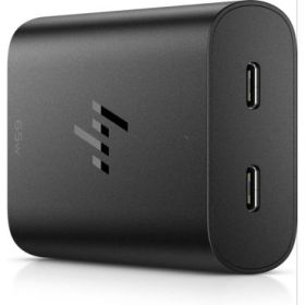 HP Cargador USB‑C GaN 65W - 2 Puertos Carga Simultanea - Diseño Compacto y Ligero - Color Negro