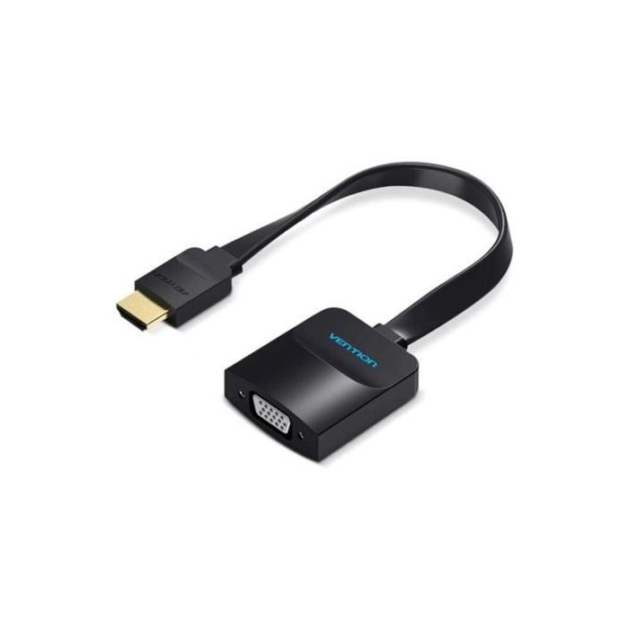 Vention Cable Conversor Plano HDMI Macho a VGA Hembra - Full HD - ARC - Longitud 0.15m - Puerto de Audio 3.5mm - MicroUSB - Conectores Chapados en Oro - Color Negro