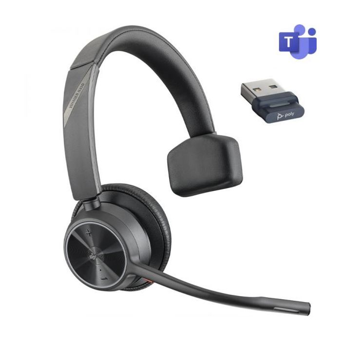 HP Poly Voyager 4310 Auricular Monoaural con Microfono - Bluetooth 5.2 - Dongle USB-A - Color Negro