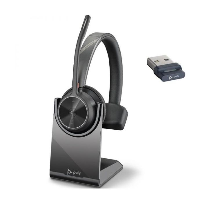 HP Poly Voyager 4310 Auricular Monoaural con Microfono con Base de Carga - Bluetooth 5.2 - Dongle USB-A - Color Negro