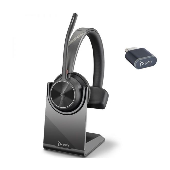 HP Poly Voyager 4310-M Auricular Monoaural con Microfono con Base de Carga - Bluetooth 5.2 - Dongle USB-C - Color Negro