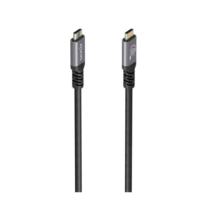 Aisens Cable USB-C Macho - Soporta hasta 100W - Longitud 3m - Velocidad de Transferencia hasta 20Gbps - Resolucion 8K - Aluminio - Color Negro