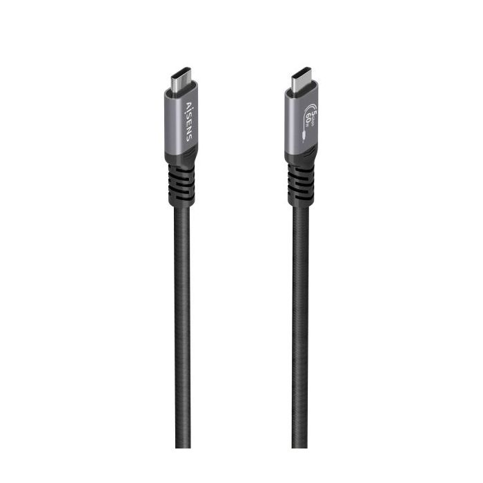 Aisens Cable USB-C Macho - Soporta hasta 60W - Longitud 7m - Velocidad de Transferencia hasta 5Gbps - Resolucion 4K - Aluminio - Color Negro