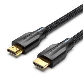 Vention Cable HDMI 2.1 - Resolucion 8K - eARC - Longitud 3m - Conectores Chapados en Oro - HDR Dinamico - Tasa de Refresco Variable - Chaqueta Trenzada de Algodon y PVC - Color Negro