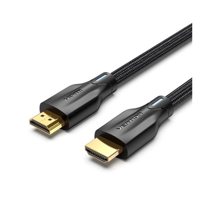 Vention Cable HDMI 2.1 - Resolucion 8K - eARC - Longitud 5m - Conectores Chapados en Oro - HDR Dinamico - Tasa de Refresco Variable - Chaqueta Trenzada de Algodon y PVC - Color Negro