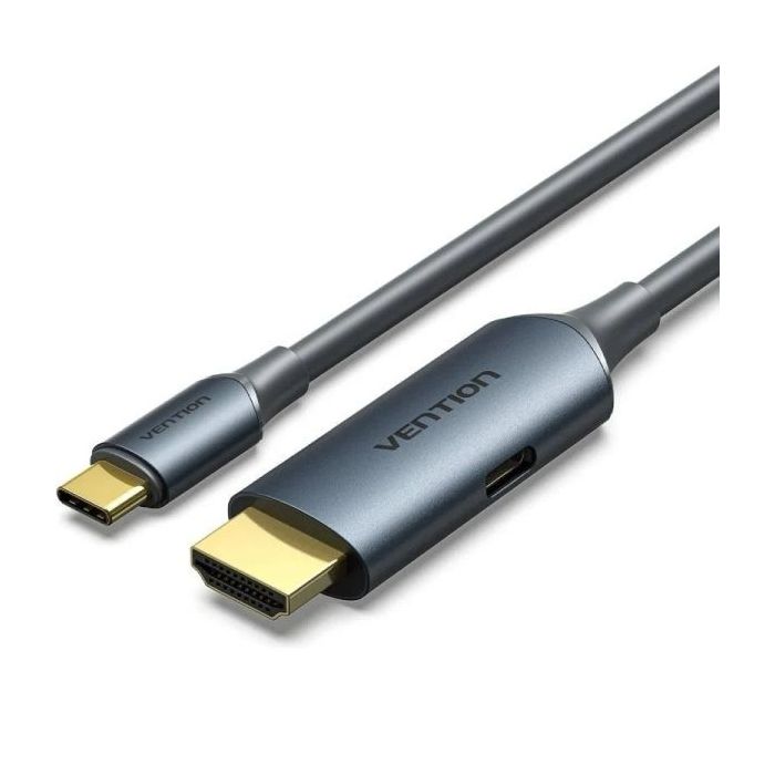 Vention Cable Conversor HDMI Macho a USB-C Macho - Resolucion 4K - ARC - Longitud 1.5m - Conectores Chapados en Oro - Revestimiento en PVC - Color Gris