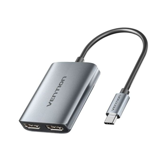 Vention Adaptador USB-C a HDMI - Funcion Extension o Duplicacion - Cable 15cm - Resolucion 4K - Aluminio y ABS - Color Gris