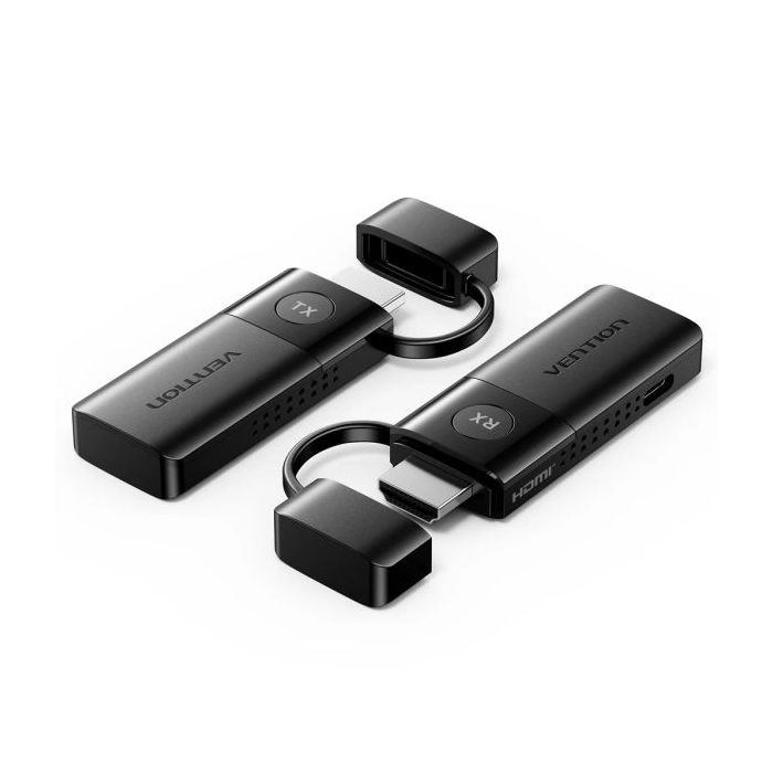 Vention Transmisor y Receptor HDMI Inalambrico - Resolucion Full HD - Alcance hasta 50m - 2 Cables USB a USB-C de 0.5m Incluidos - Color Negro