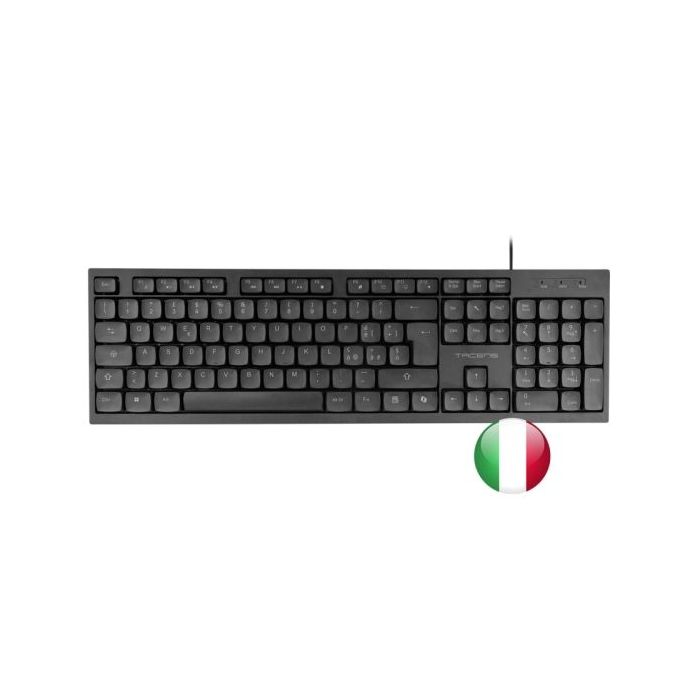 Tacens Anima AK02 Teclado Completo - Cable 1.3m - Disposicion Italiana QWERTY IT - Teclas Silenciosas de Perfil Bajo - Accesos Directos Multimedia e IA - 43.7x25x1.3cm - Color Negro