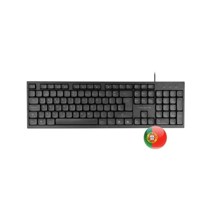 Tacens Anima AK02 Teclado Completo - Cable 1.3m - Disposicion Portuguesa QWERTY PT - Teclas Silenciosas de Perfil Bajo - Accesos Directos Multimedia e IA - 43.7x25x1.3cm - Color Negro