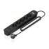 Aisens Regleta con 5 Tomas Schuko - 2xUSB-C - 2xUSB-A - Cable de 1.4m - Interruptor con Indicador LED - Power Delivery - Qualcomm 3.0 - Color Negro